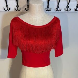 Dancewear Red Fringe Crop Top size L
